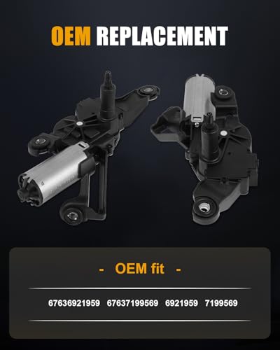 Image of ROADFAR Rear Windshield Wiper Motor Replacement for 1(E81) 2004-2011 67636921959,67637199569,6921959,7199569 Wiper Motor 3 Pins