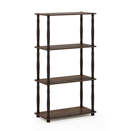 Image of Furinno Turn-N-Tube 4-Tier Multipurpose Shelf Display Rack, Classic Tubes, Walnut /Brown