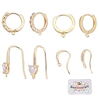 Beebeecraft 1 doos met 50 stuks 18 karaat vergulde nieroorhaken voor oorbellen 20 x 9 mm voor het maken van sieraden