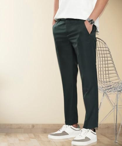 Image of MALENO Slim Fit Ankle Length Cotton Lycra Blend Formal Trouser for Men | Stretchable Ankle Length Formal Pant for Men