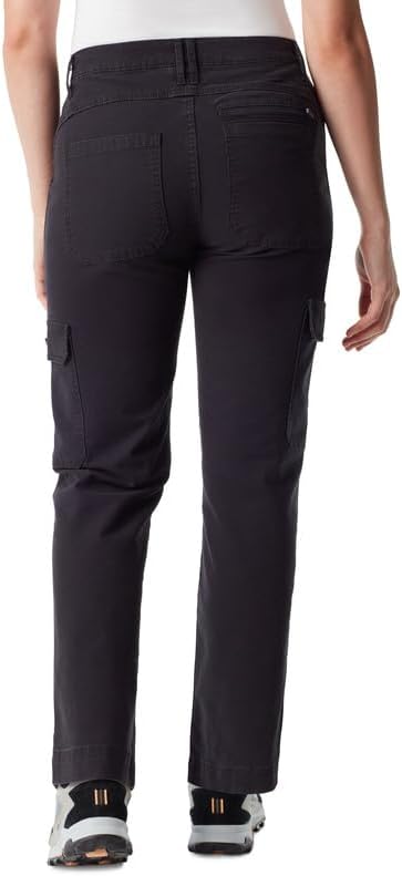 BASS OUTDOOR Women's High-Rise Canvas Cargo Pants (Black, 8)