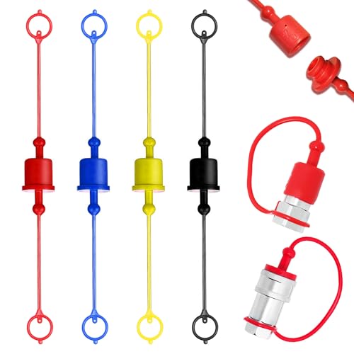 Ojeemii 8 Pcs Hydraulic Quick Coupler Dust Caps & Plugs Set, Compatible with 3/8
