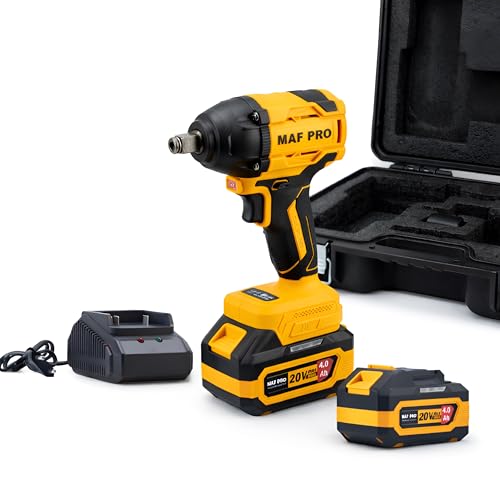 Image of MAF PRO CIWLI3502 Cordless Impact Wrench 350Nm, 20V Brushless Li-Ion, 1 /2 Inch Drive, Variable Speed, for Car Tyre Removal, Wheel Nut and Bolt Tightening, Automotive and Garage Use