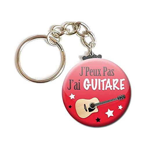 Porte Clés Chaînette 3,8 centimètres j' peux pas j' ai Guitare Idée Cadeau Accessoire Humour Musique Instrument Excuse