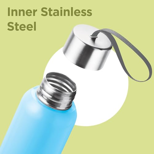 Image of Milton Halo 900 Steel Thermoware, Inner Steel, PU Insulated, Leak Proof Water Bottle for School Kids, Office, Gym, Easy to Carry Strap, 600 ml, Light Blue