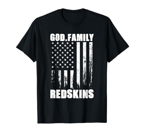 God. Family. Redskins. Vintage USA Flag T-Shirt
