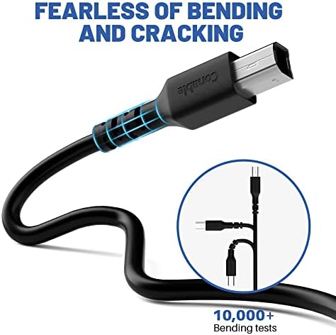 Printer Cable 15 FT, USB 2.0 USB-A to USB-B Cord, Compatible with HP, Canon, Epson, DAC, Dell, Brother, Brother, Lexmark, Xerox, Samsung, Piano, MIDI, External Hard Drive, Camera, with 2 Ties