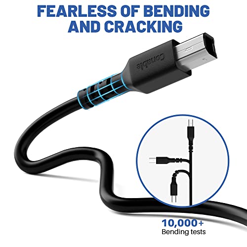Printer Cable 4 FT, USB 2.0 USB-A to USB-B Cord, Compatible with HP, Canon, Epson, DAC, Dell, Brother, Brother, Lexmark, Xerox, Samsung, Piano, MIDI, External Hard Drive, Camera, with 2 Ties
