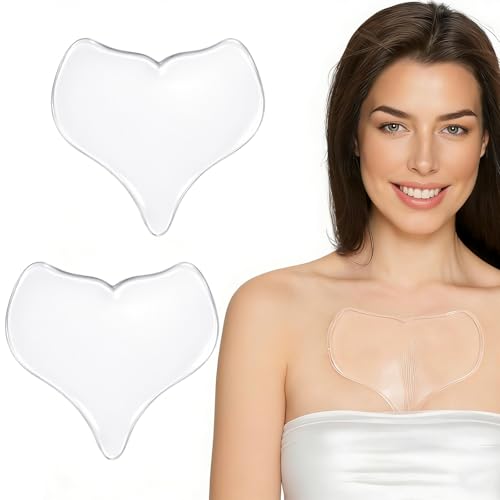 2 pcs almohadillas de silicona para el pecho, parches antiarrugas escote, parches antiarrugas reutilizables, almohadillas antiarrugas para el pecho