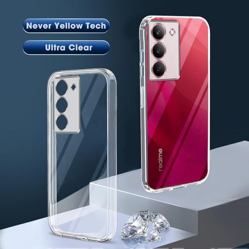 Image of Jkobi Back Cover for Realme 14X (Silicone Clear Shockproof Case with Camera Protection | Soft and Flexible | Transparent)