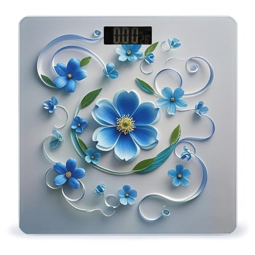 Báscula digital azul mini floral para peso corporal