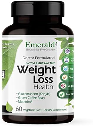 Emerald Labs Weight Loss Health – Dietary Supplement with Green Coffee Bean Extract, Konjac Root, and Antioxidants for Healthy Weight Management – 60 Vegetable Capsules