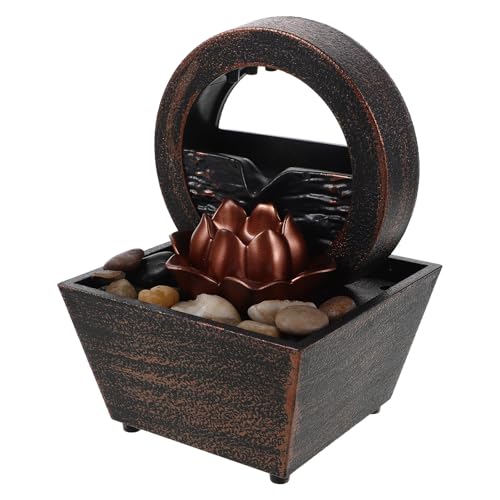 Fuente de agua de mesa KHBUAB con luces LED dorada para adorno decorativo 2
