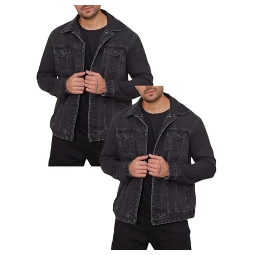 Pthirillo, Kit 2 peças - Jaqueta Masculina Jeans Preto Tamanho:P;Cor:Preto