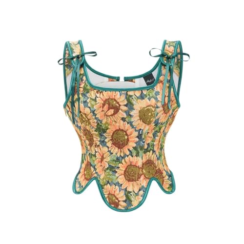 Corset moulant rétro bustier floral vert grande taille XXL femme