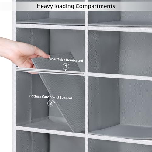 Image of Univivi Hanging Yarn Storage Organizer, Extra Large 5 Tiers Crochet Bag Organizer with Clear Deep Pockets, Over the Door Yarn Storage for Crochet Hook, Knitting Needles (Grey)