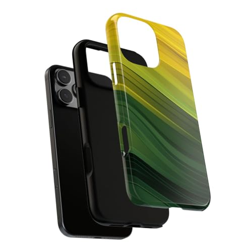 Coque iPhone 16 Pro Max motif vague jaune vert rigide brillante - 3