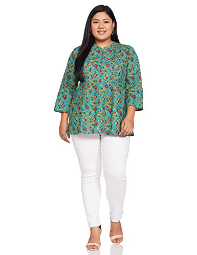 Image of Amazon Brand - Myx Women Cotton Regular Fit Casual Kurti (Available in Plus Sizes)