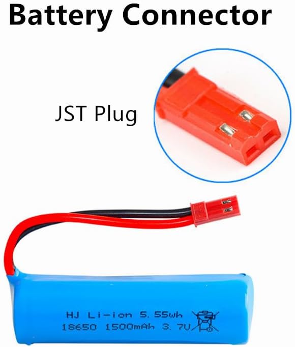 Miniatura 2 de Enchufe JST de batería de iones de litio de 3.7V 1500mAh para camiones RC QHX-557F Foam Blaster Toys 2 Pack con cargador USB