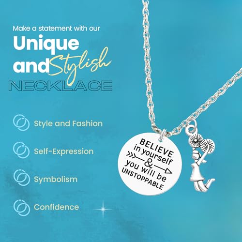 Cheer Necklace – Believe in Yourself & You Will Be Unstoppable Charm Pendant, Cheerleading Jewelry Gift for Teams & Cheerleaders4