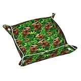 Vassoio da scrivania in pelle verde con motivo Tynosaurus Rex a foglie tropicali, organizer per chiavi, telefono, portafoglio, monete e gioielli.