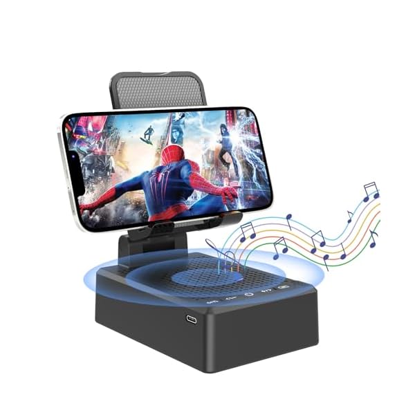 Birthday Gifts for Men,Cell Phone Stand with Wireless Bluetooth Speaker and Antislip Base HD Surround Sound for Home and Outdoors with Bluetooth Speaker for Desk Compatible with iPhone (Black)