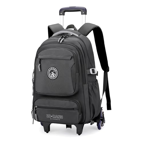 Image of Boys Backpack with 6 Wheels, Rolling Backpack for Boys Elementary Middle Junior School Bookbags, Grey