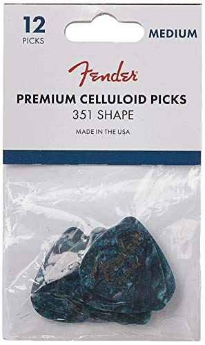 Image of Fender Premium Celluloid Guitar Picks 351 Shape, Ocean Turquoise, Medium Thickness, 36 Pack