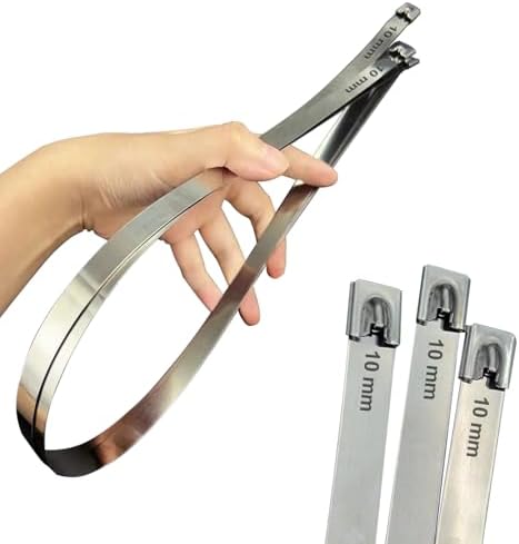 La Bicoque Metal Cable Ties, 500 Lb Long Stainless Steel Zip Ties 20 Pcs Heavy Duty Self-Locking, Strength for Exhaust Wrap, Garden, Pipes, Outdoor UV Resistant