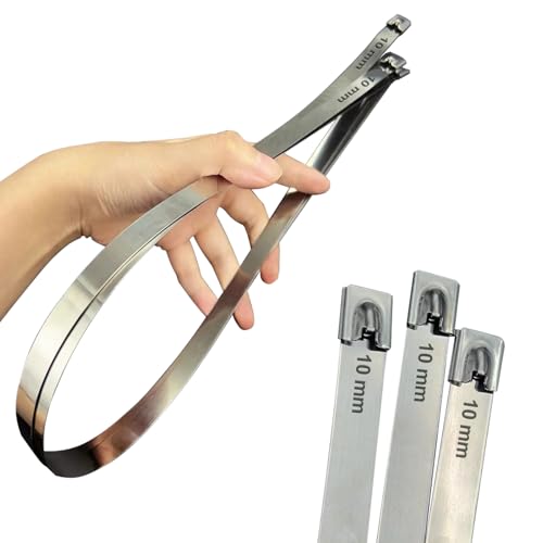 Metal Cable Zip Ties, 24inch Stainless Steel Wire Ties,550LBS Heavy Duty Self-Locking Strap Ties, Steel Cable Tie,Strength for Exhaust Wrap, Garden Ties, pipes, Poultry Fence 40PCS