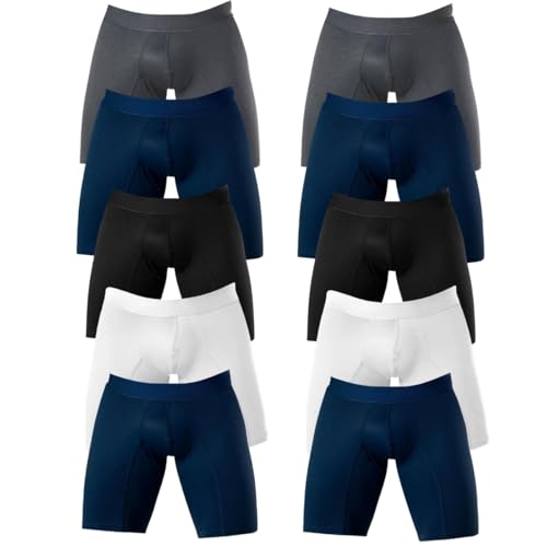 Kit 10 Cueca Boxer Long Leg Ciclista Microfibra Lisa Ligner (BR, Alfa, GG, Regular, Sortido)