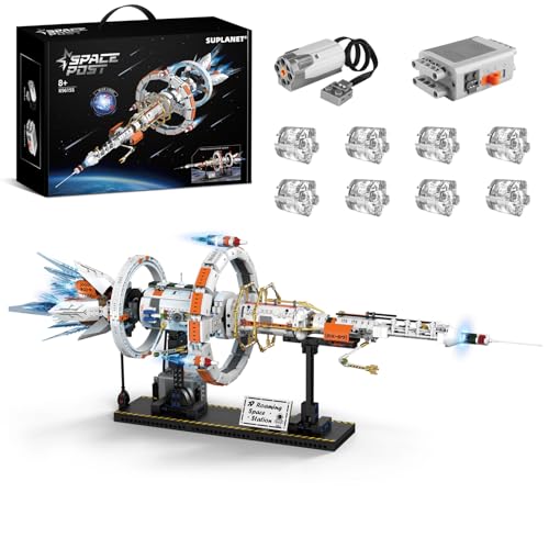 Image of Space Station Spaceship Building Block Set with LED Lights, Exploration Station Model Building Kits with Display Stand, STEM Engineering Gift for Kids, Adults & Space Fans (1583 PCS)