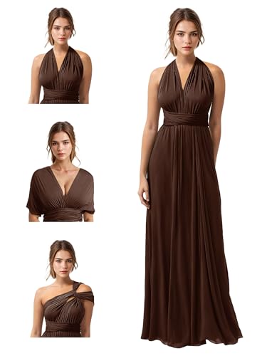 Image of JAEDEN Bridesmaid Dresses Multiway Convertible - Long Bridesmaid Dresses Chiffon Pleat 2026