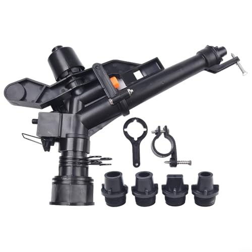 Gdfnmogo Aspersor basculante ajustable con rosca hembra de 1.5 pulgadas para riego de 360°, rango de 13 a 20 m, presión de 3 a 5 bares, compatible con sistemas de enverdecimiento de jardín, granja