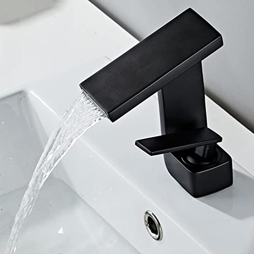 Robinet de vanité cascade anti-éclaboussure mitigeur laiton noir mat