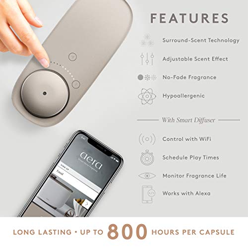 Aera Touch Diffuser For Essential Oils and Home Fragrances, Home Deodorizing System, Adjustable to Any Living Space, Works Exclusively With Aera Capsules (Capsules Not Included, Manual Interface)