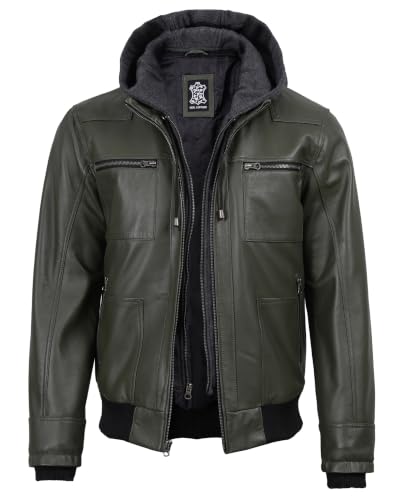 Image of Blingsoul Leather Jacket Men With Detachable Hooded - Real lambskin Leather Jackets For Mens