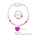 Trendz Accessories Beaded Necklace and Bracelet Set with Heart Pendant Gift Box Jewelry Set for Girls Choker Style Fashion Accessories (Pink)