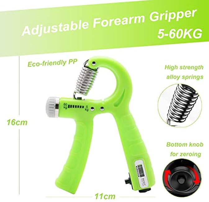 Hand Grip Strengthener 10 Pack, Grip strength trainer,Hand Gripper, Finger Stretcher Resistance Extensor Bands, Finger Exerciser & Stress Relief Ball for Athletes & Musicians