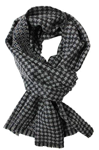 Foulard à carreaux homme laine contre le froid de l'hiver écharpe marron gris Rotfuchs