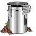 Kaffeedose Luftdicht 1.5 litre Kaffeebehälter Edelstahl Aromadose Vorratsdose Kaffeebohnenbehälter Aromadicht Vakuum Kaffeebox mit Löffel für Kaffeebohnen Kaffeepulver Tee Nüsse Kakao Schwarz