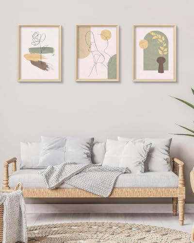 Art mural en toile lignes abstraites lianyibo triptyque visage et plante 60x90cm avec cadre - 4