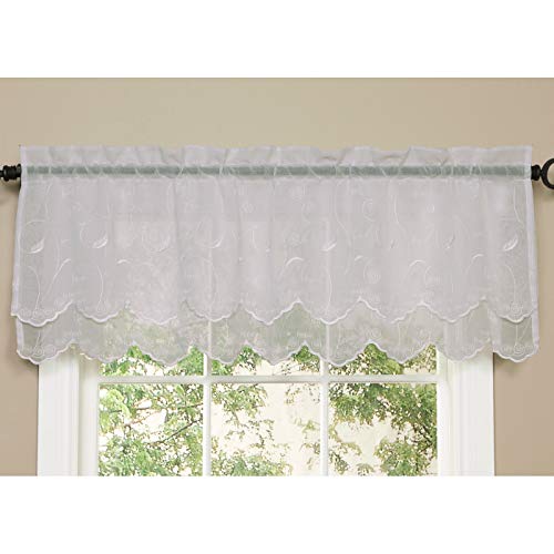 Commonwealth Home Fashions Hathaway Double Scalloped Valance, White, 54 x 17