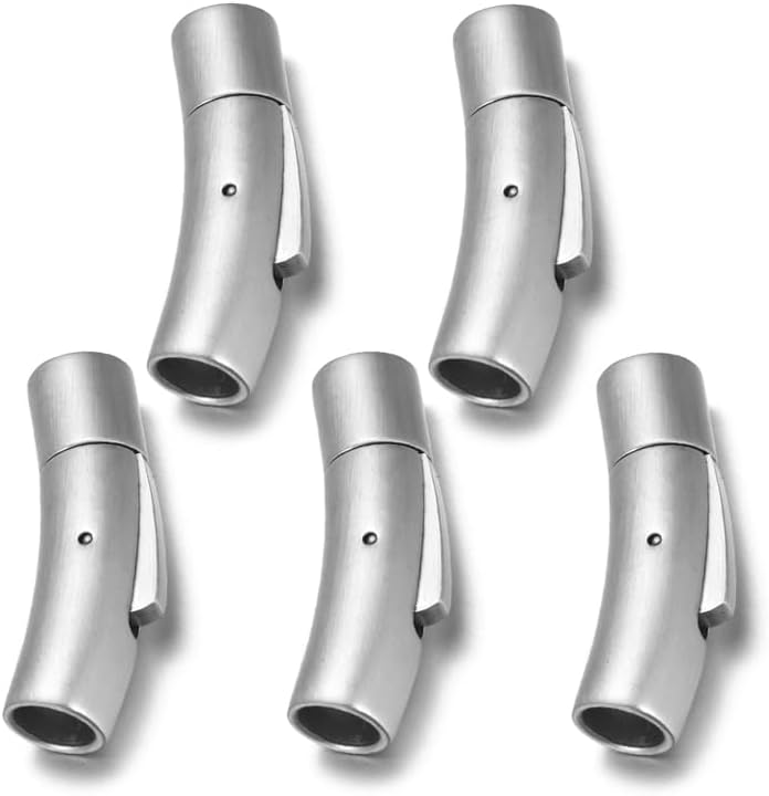 5 Sets Stainless Steel Bayonet Clasps Leather Cord End Clasp Integral Clasp for Bracelet Necklace Jewelry Making (Hole Size Fit 6mm, Matte Steel) - Image 4