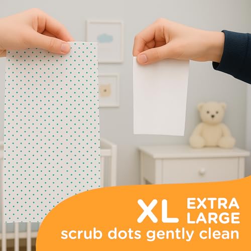 Image of Baby XL Scrubby Wipes - Extra Large 12.5x7.5 inch Scrubbing Dot Textured Wipes with Vitamin E - Hypoallergenic, Dermatologist Tested, Gentle Care (25 CT, 6 Pack, 150 Total)