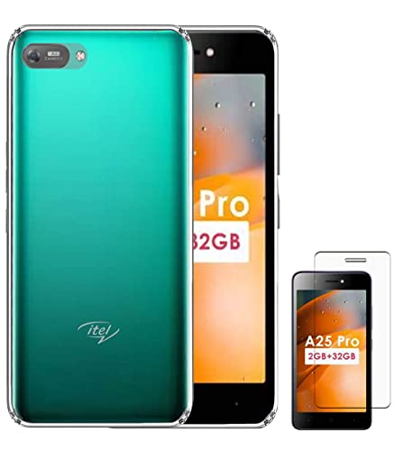 Image of Soft Flexible Silicone Back Cover Compatible with Itel A25 Pro, Transparent Case + Screen Guard