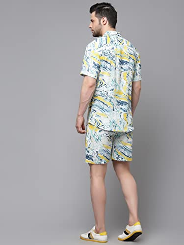 Image of Rigo Printed Co-Ord Set for Men's | Casual Shirt & Shorts Night Suit Set | Lounge-wear Nightdress Pajama Set for Men's | Night Wear, Beach Wear, Vacation Wear Outfit