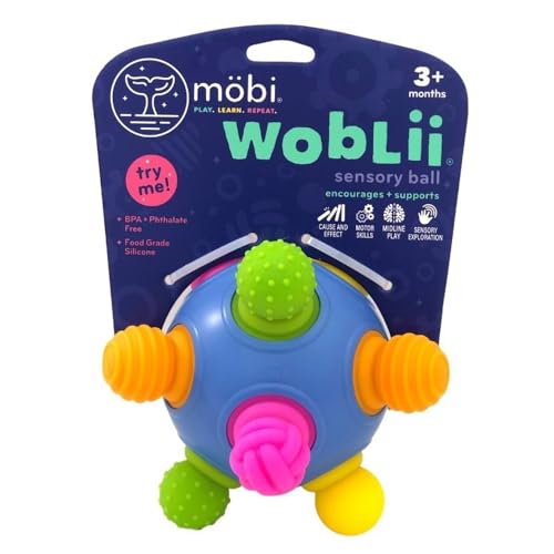 Image of Mobi Woblii Sensory Ball - Sensory Activities for Toddlers and Kids, BPA-Free and Food Grade Silicone Teething Toy, Montessori Learning Games - for 3 Month Old and Up