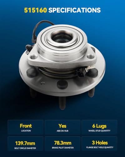Image of PHILTOP 515160 4WD Front Wheel Bearing Hub Assembly for Silverado 1500