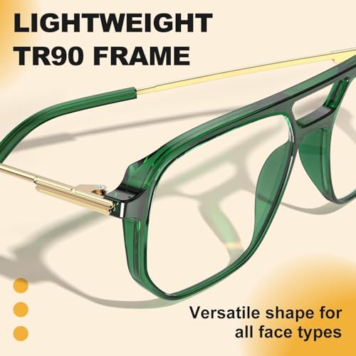 Image of VISOONE TR90 Blue Light Blocking Glasses Women Men Octagon Aviator Anti Eyestrain Lightweight Metal Temple Marion